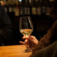 tasting glass in a wine bar